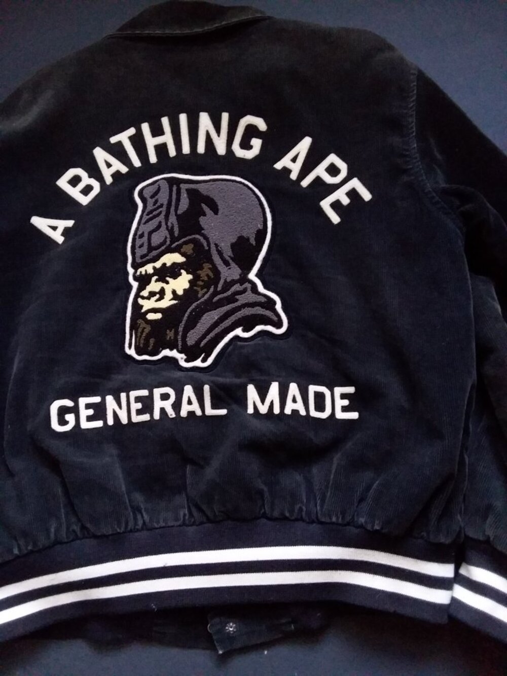 Vintage 90's Bape Football Varsity Corduroy School Jacket by A Bathing Ape Japan - Picture 7 of 13